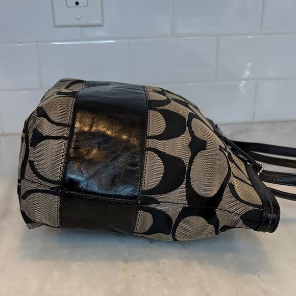 Coach Bag Purse Handbag Leather Y2K Vintage Classic Signature Stripe Tote Bag - Picture 7 of 16